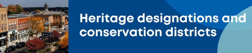 Adecorative web banner for heritage designations and cultural districts.