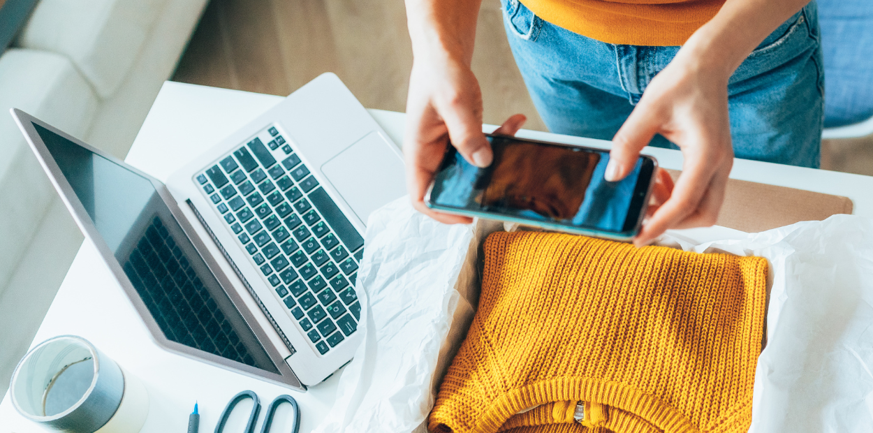 A woman holding a phone
