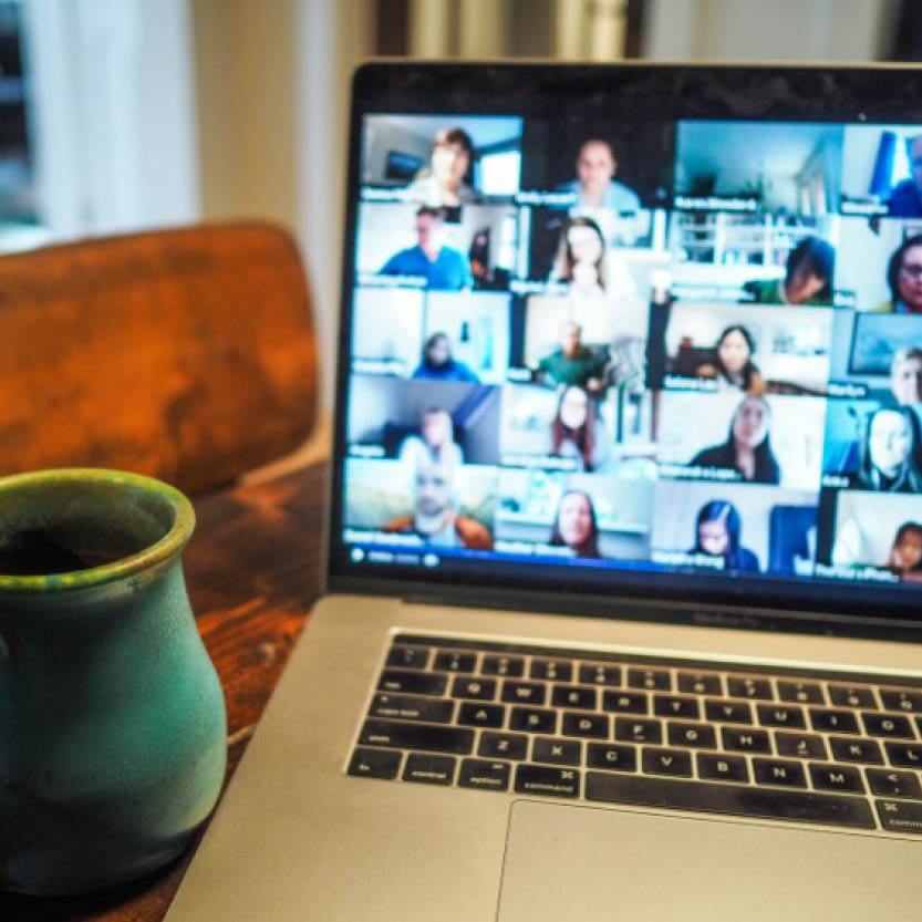 Computer screen with online meeting