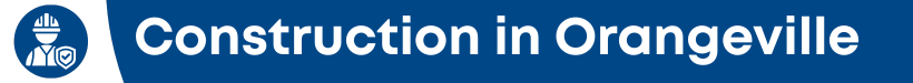 A decorative web banner with the words "Construction in Orangeville" and an icon of a person with a hard hat on.