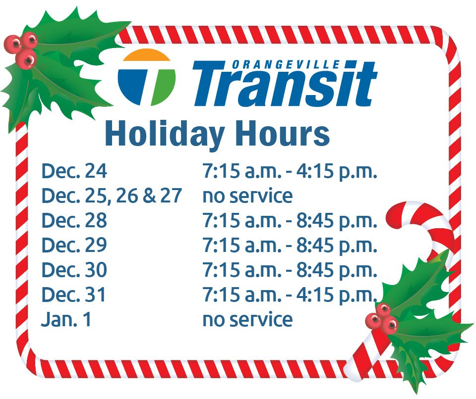 Holiday Transit hours