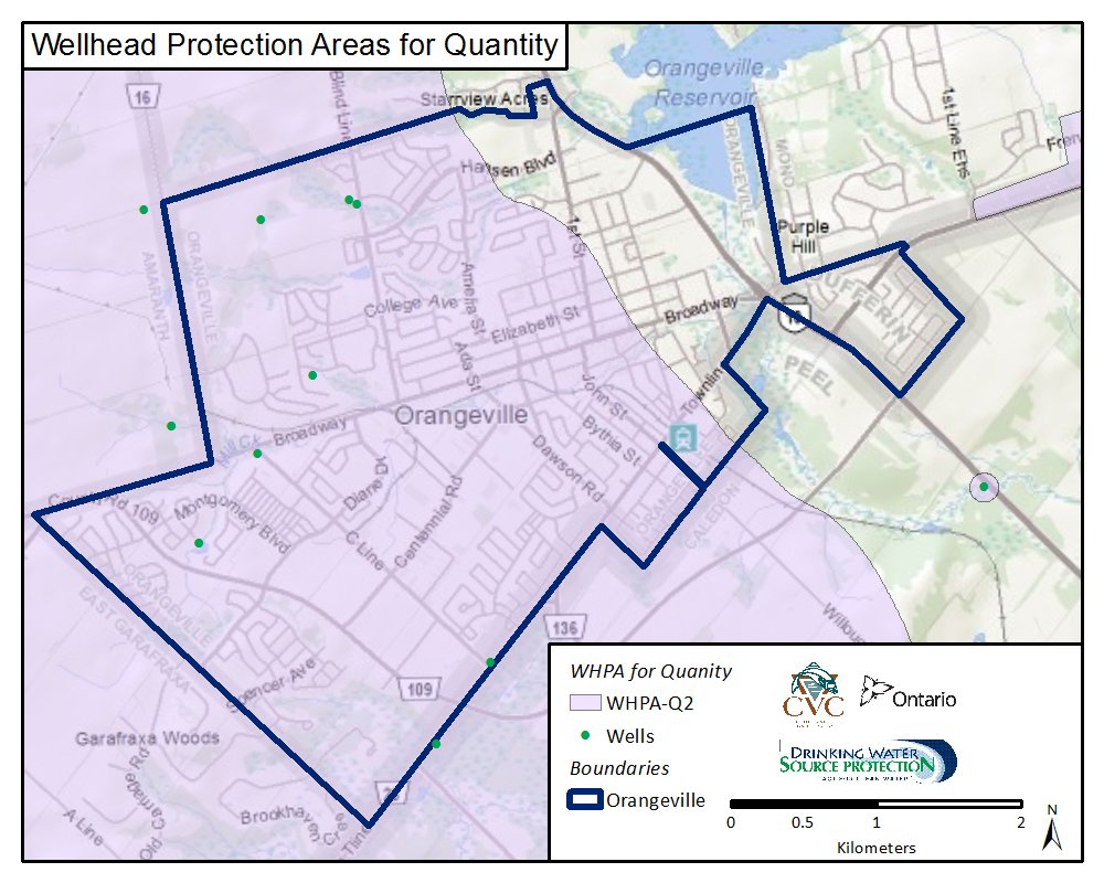 Wellhead Protection Areas for quantity map