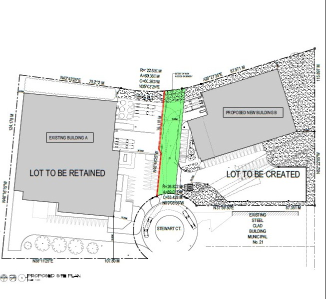 A map of the proposed property severance application.