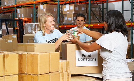 volunteers at food bank