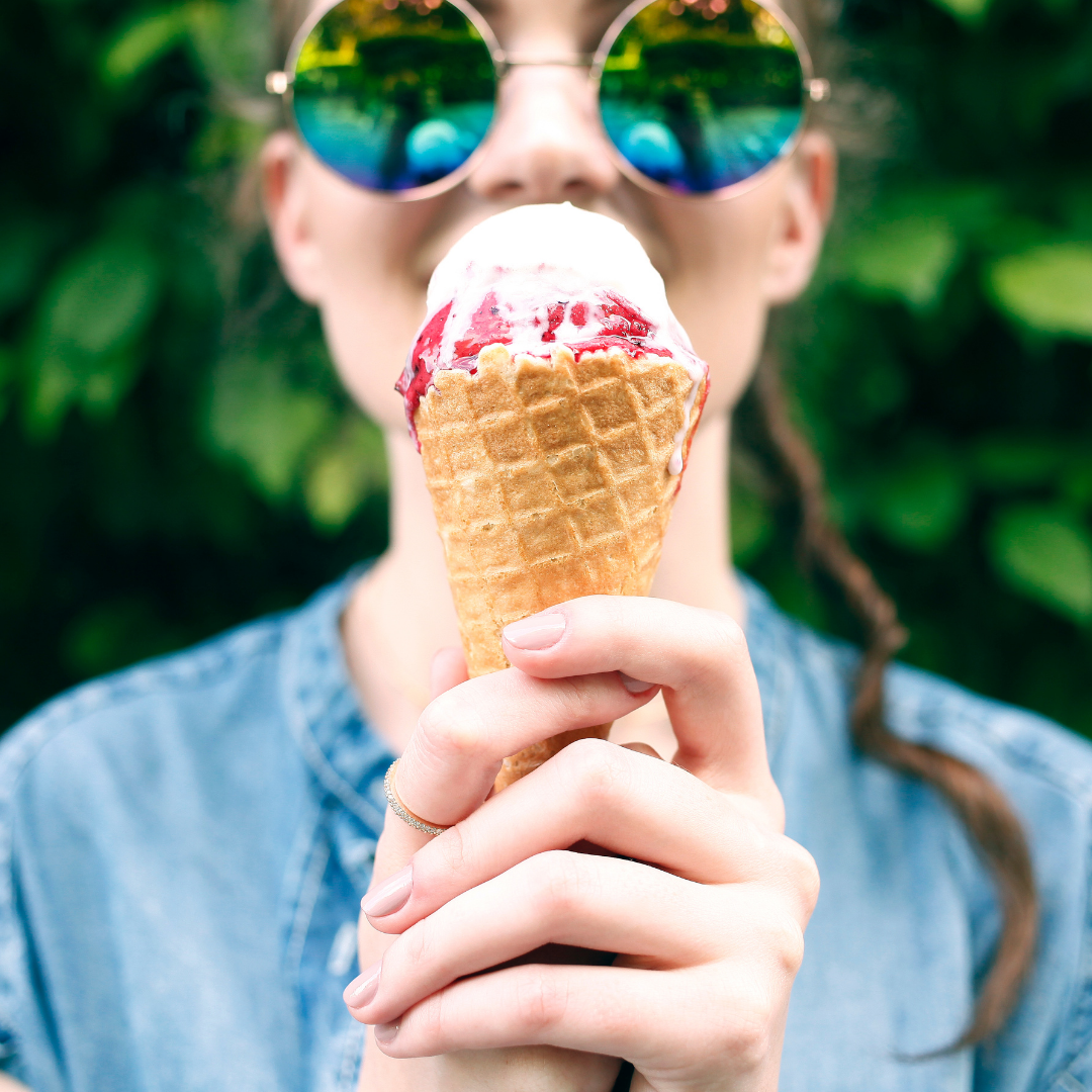 Woman eating ice cream