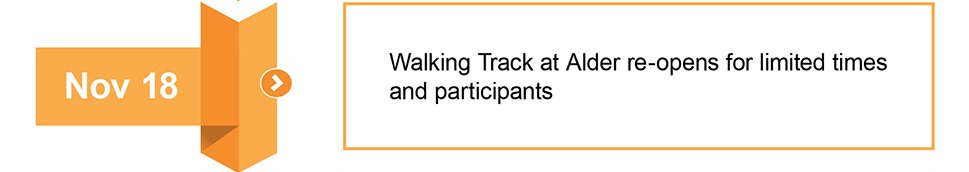 Walking Track at Alder re-opens for limited times and participants