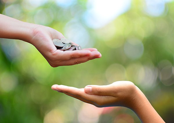 money being given to recipient