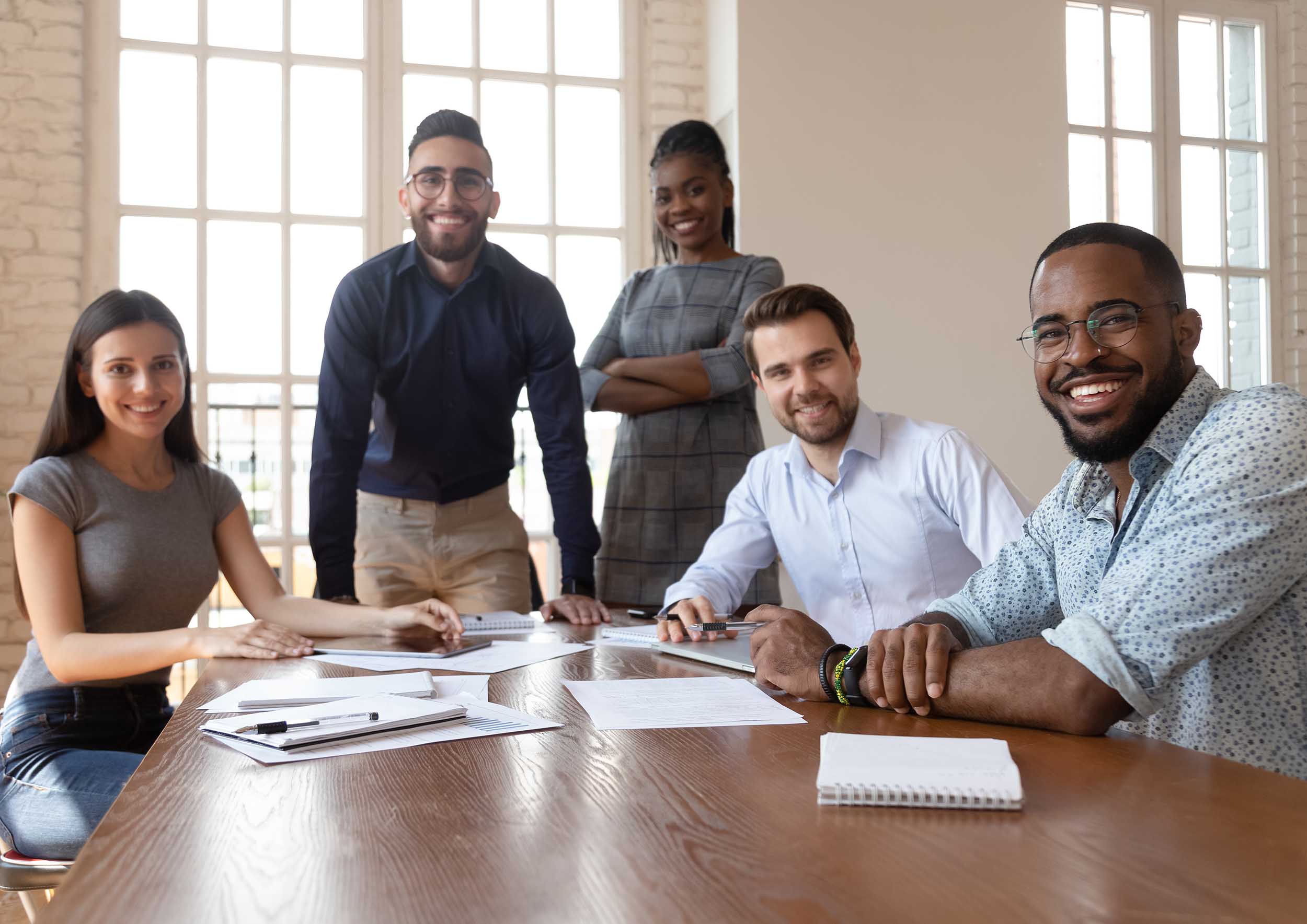 committee members around boardroom table