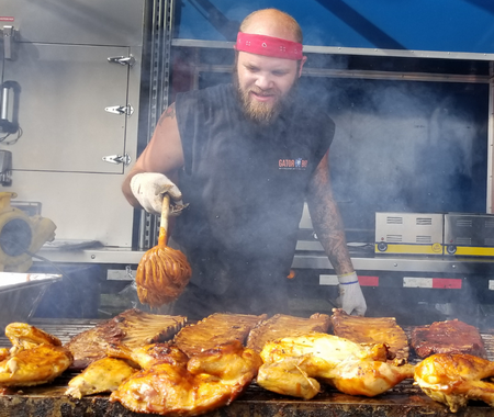 Man grilling ribs