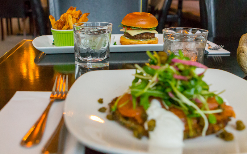 Two meals placed on a dining table