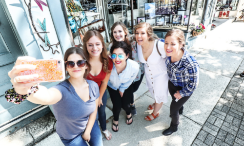 Group of young women taking a selfie