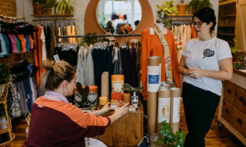 Two woman in a retail shop